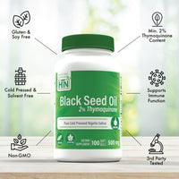 Thumbnail for Health Thru Nutrition Black Seed Oil 500mg 100 Softgels | High Potency 2% Thymoquinone | 3rd Party Tested | Pure Cold Pressed | Organically Grown | Non-GMO, Gluten Free, Soy Free