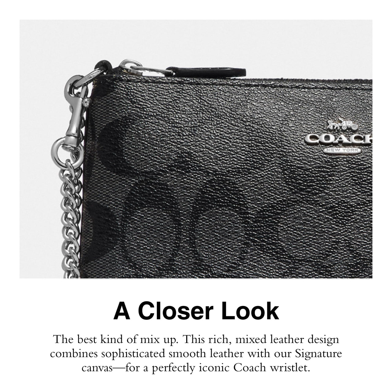 COACH Signature Large Wristlet w Chain