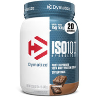 Thumbnail for Dymatize ISO100 Whey Protein Powder Isolate, Fudge Brownie, 25g of Protein, 5.5g BCAAs, Less Than 120 Cal., Gluten Free, 1g Fat, 1g Sugar, 2g Carb (20 Servings)