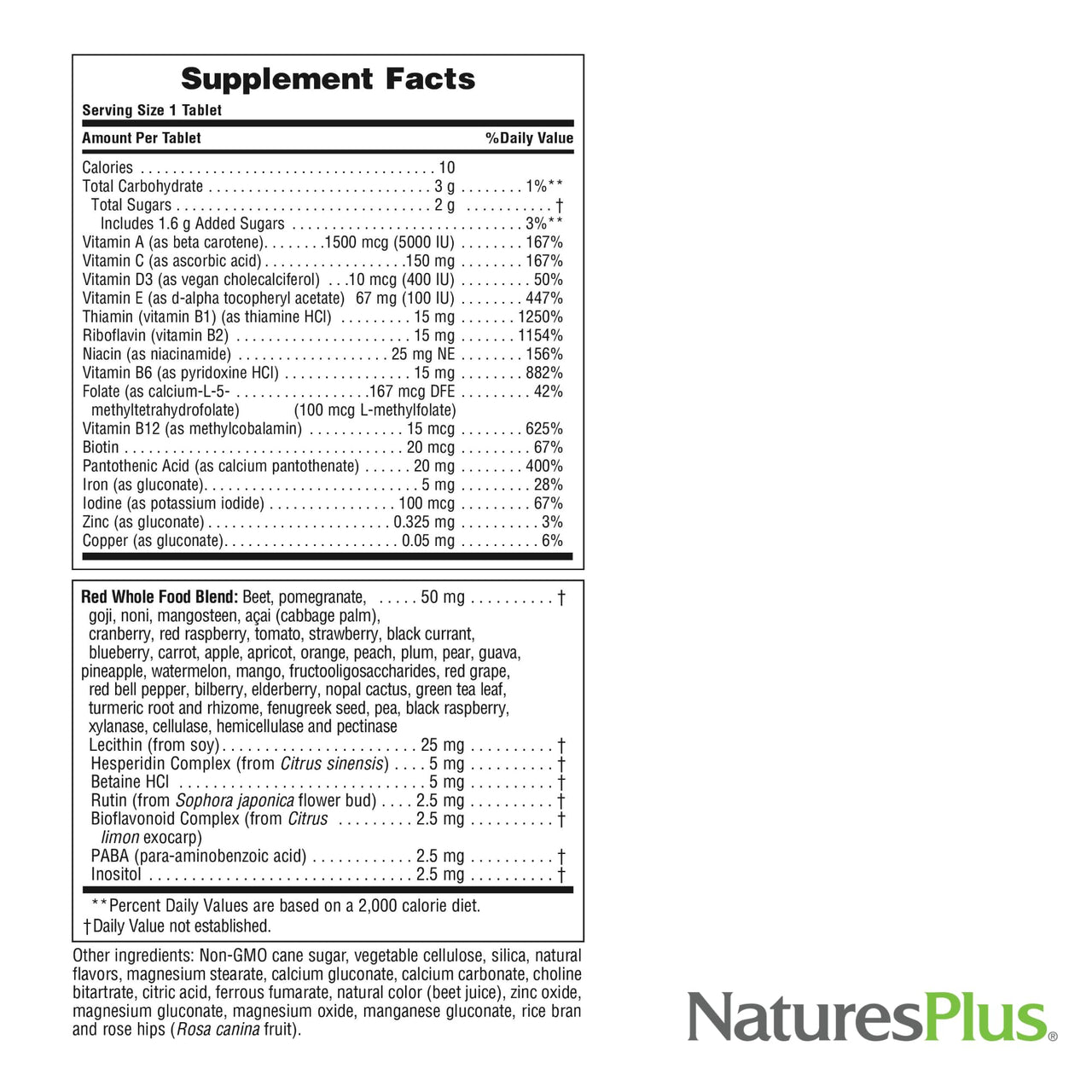 NaturesPlus Adult's Chewable - 60 Tablets, Exotic Red Berry Flavor - Multivitamin & Mineral - Vegetarian, Gluten Free - 60 Servings