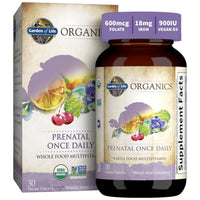 Thumbnail for Garden of Life Organics Prenatal Vitamin: Folate for Energy & Healthy Fetal Development, Non-constipating Iron, Vitamin C, B6, B12, D3 – Organic, Non-GMO, Gluten-Free, Vegan, 30 Day Supply