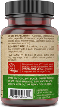 Thumbnail for DEVA Vegan Iron-Free Multivitamin & Mineral Supplement, Vitamin C, D2, E & B-Complex, Biotin, 90 Tiny Tablets