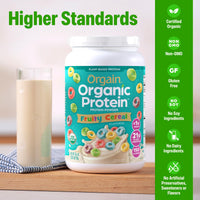 Thumbnail for Orgain Organic Vegan Protein Powder, Fruity Cereal - 21g Plant Based Protein, 8g Prebiotic Fiber, Low Net Carb, No Lactose Ingredients, No Added Sugar, Non-GMO, For Shakes & Smoothies, 2.03 lb