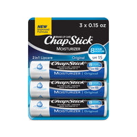 Thumbnail for ChapStick Moisturizer Original Lip Balm Tubes, SPF 15 and Skin Protectant - 0.15 Oz (Pack of 3)