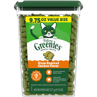 Thumbnail for Greenies Cat Treats, Feline Veterinarian-Recommended Adult Natural Dental Cat Treats, Oven Roasted Chicken Flavor, 9.75 oz. Tub
