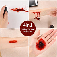 Thumbnail for Halloween Fake Blood Spray Makeup Kit Fake Blood Washable for Scar Wound and Clothes Realistic Face Paint Wounds Costume Blood For Vampire, Zombie, Clown Cosplay Red blood01