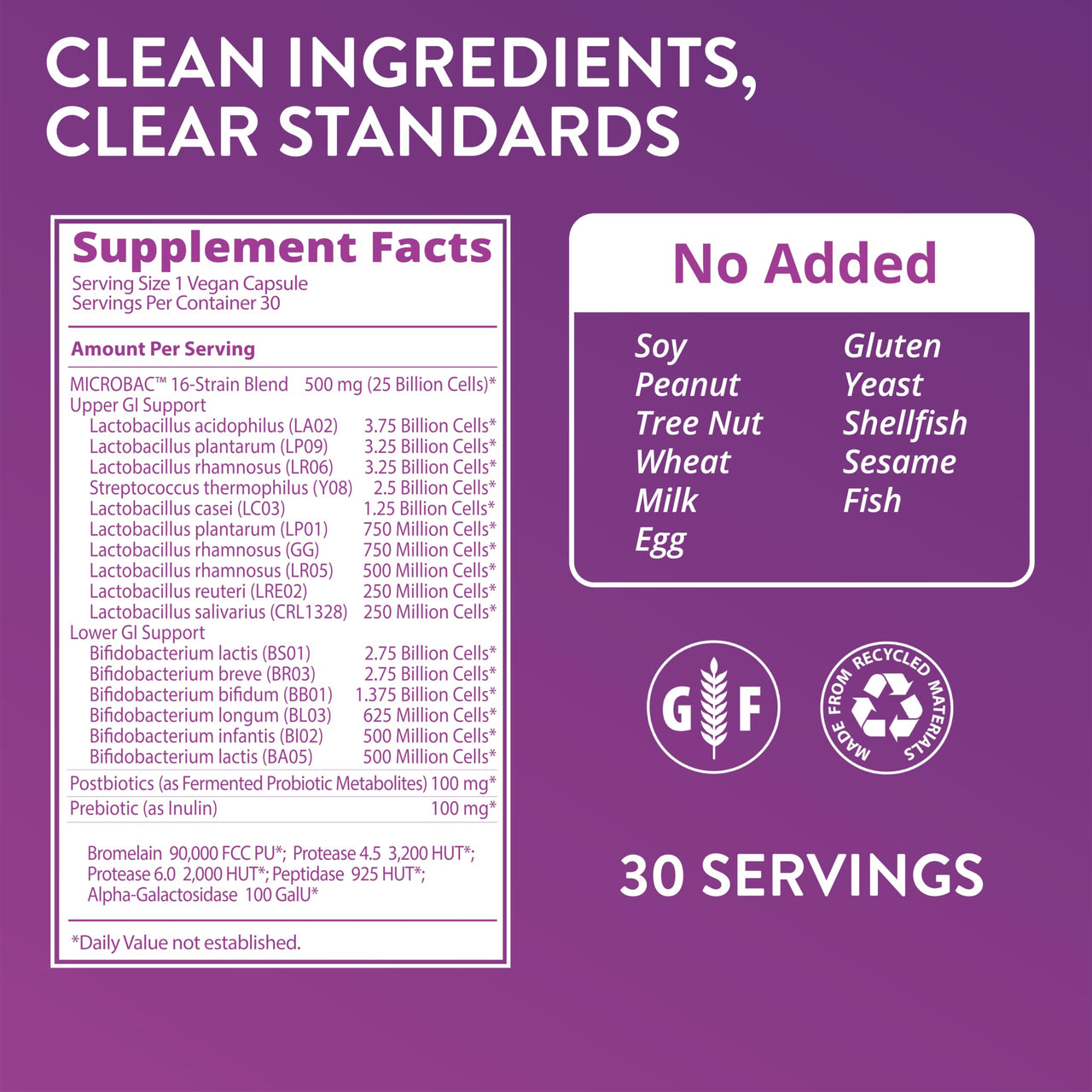 MRM Nutrition Extra Strength Probiotics - Supports Intestinal, GI, & Immune Health for Women & Men, Prebiotic, Probiotic, & Postbiotic Supplement, 25 Billion Cells & 16 Strains, Vegan - 30 Servings