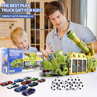Thumbnail for BYFWH Foldable Triceratops Truck Toy, Ejection Shooting with Storage Bay Compact Foldable Design with Shooting Launcher, 10 Cars & 12 Soft Balls, Fun for Boys & Girls 3-12
