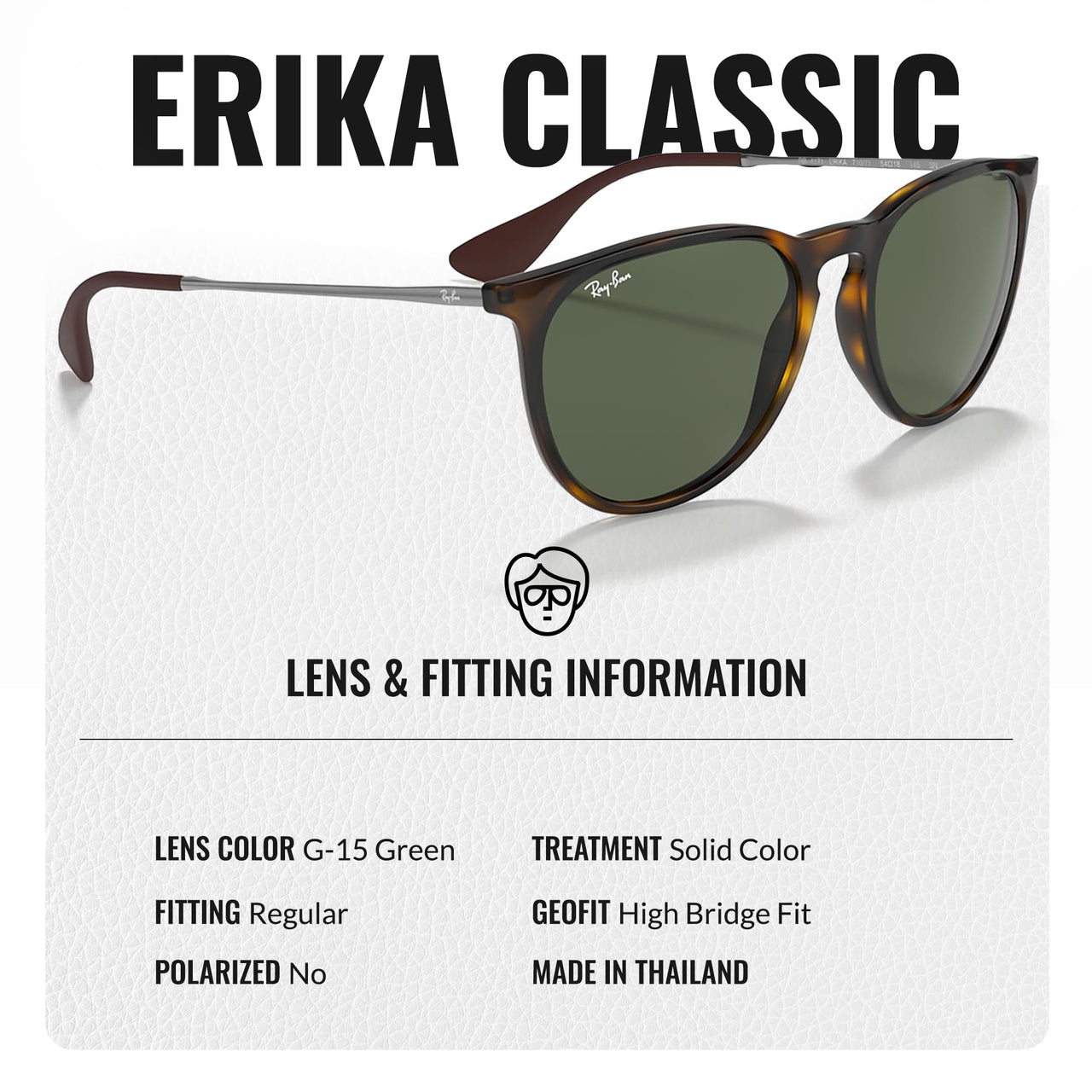 Ray-Ban RB4171 ERIKA Classic Phantos Shape Sunglasses With Eyewear Kit Bundle - High Bridge Fit - Ideal Formal and Casual Wear Retro Sunglasses