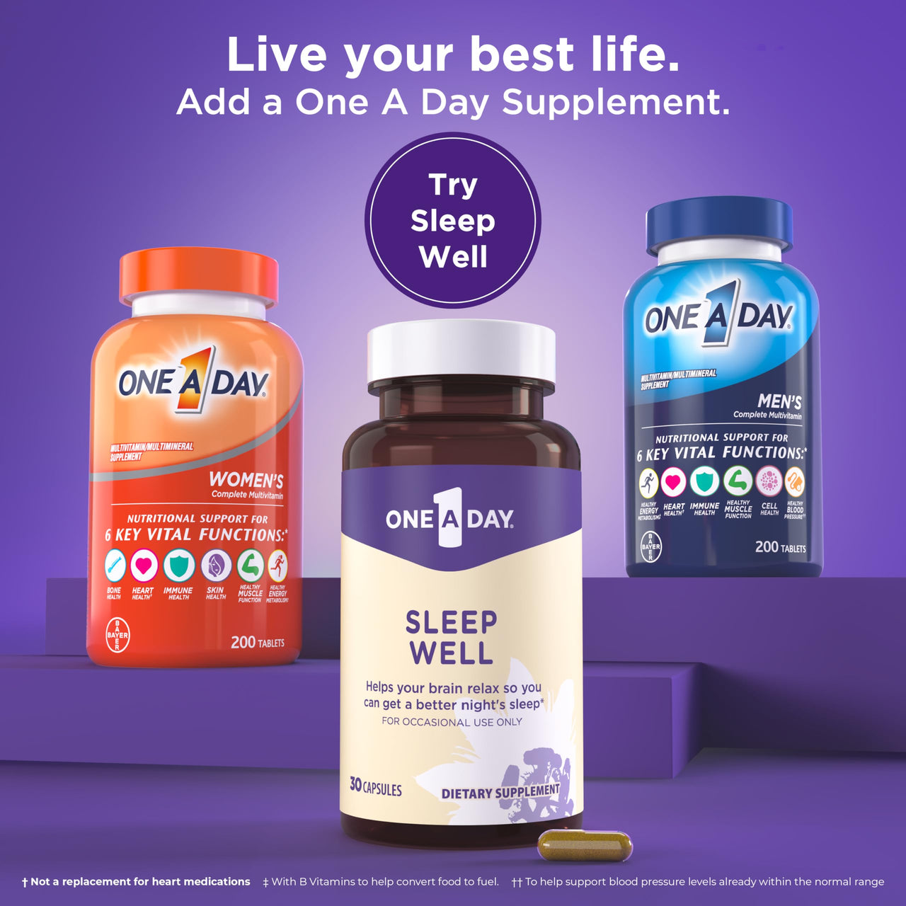 One A Day Sleep Supplement - Sleep Supplements for Adults, Sleep Support with Passionflower and Melatonin, Sleep Support with Sleep Well, 30 Capsules