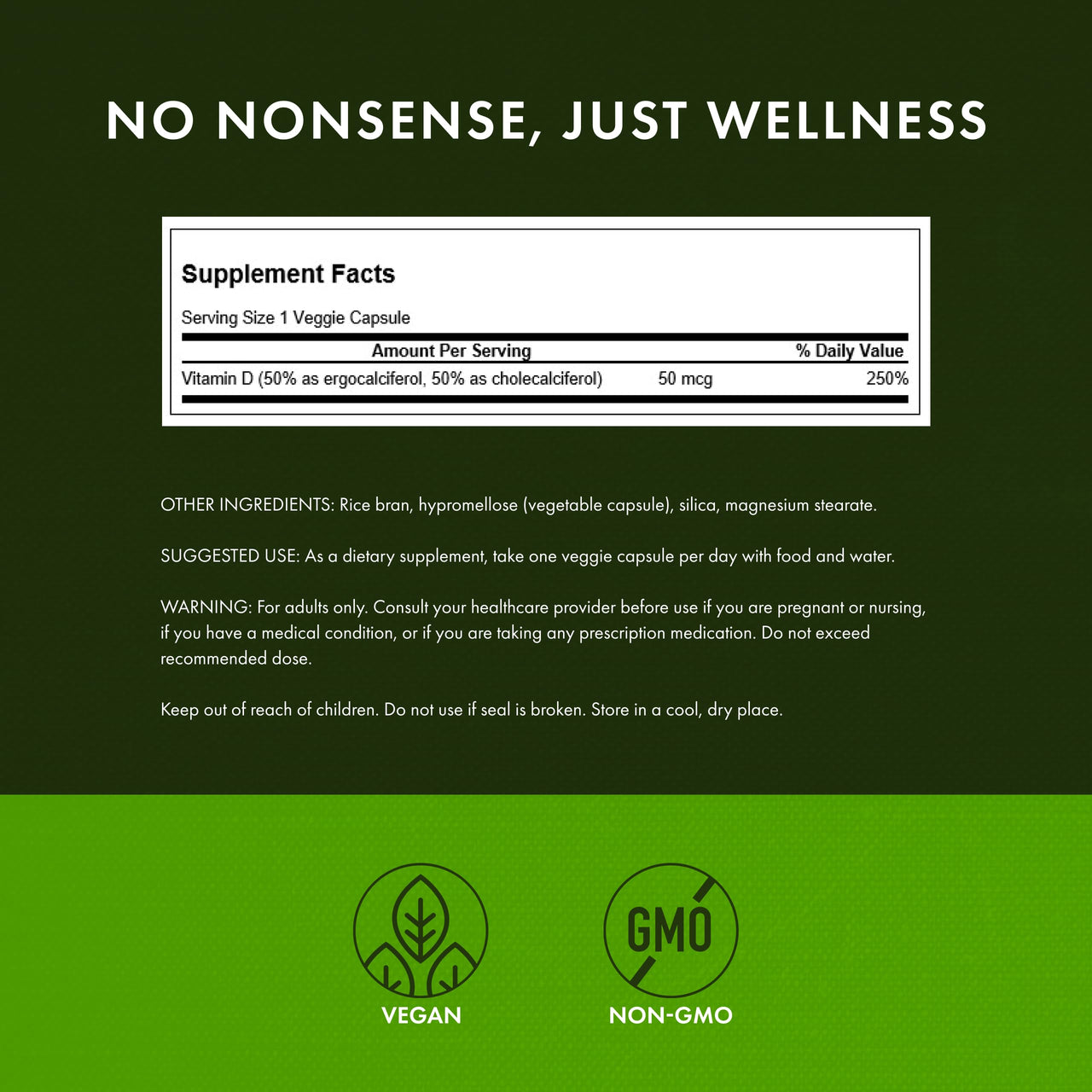 Swanson Vitamin D Complex with Vitamins D2 & D3 - Complete Sunshine Vitamin Complex for Bone, Dental & Immune Health - Vitamin Supplement (50 mcg, 60 Veggie Capsules)