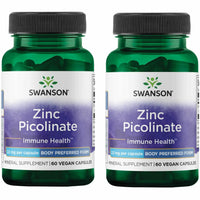 Thumbnail for Swanson Zinc Picolinate - Mineral Supplement Promoting Prostate Health, Vision Health, & Immune Support - Body Preferred Form of Chelated Zinc - (60 Capsules, 22mg Each) (2 Pack)