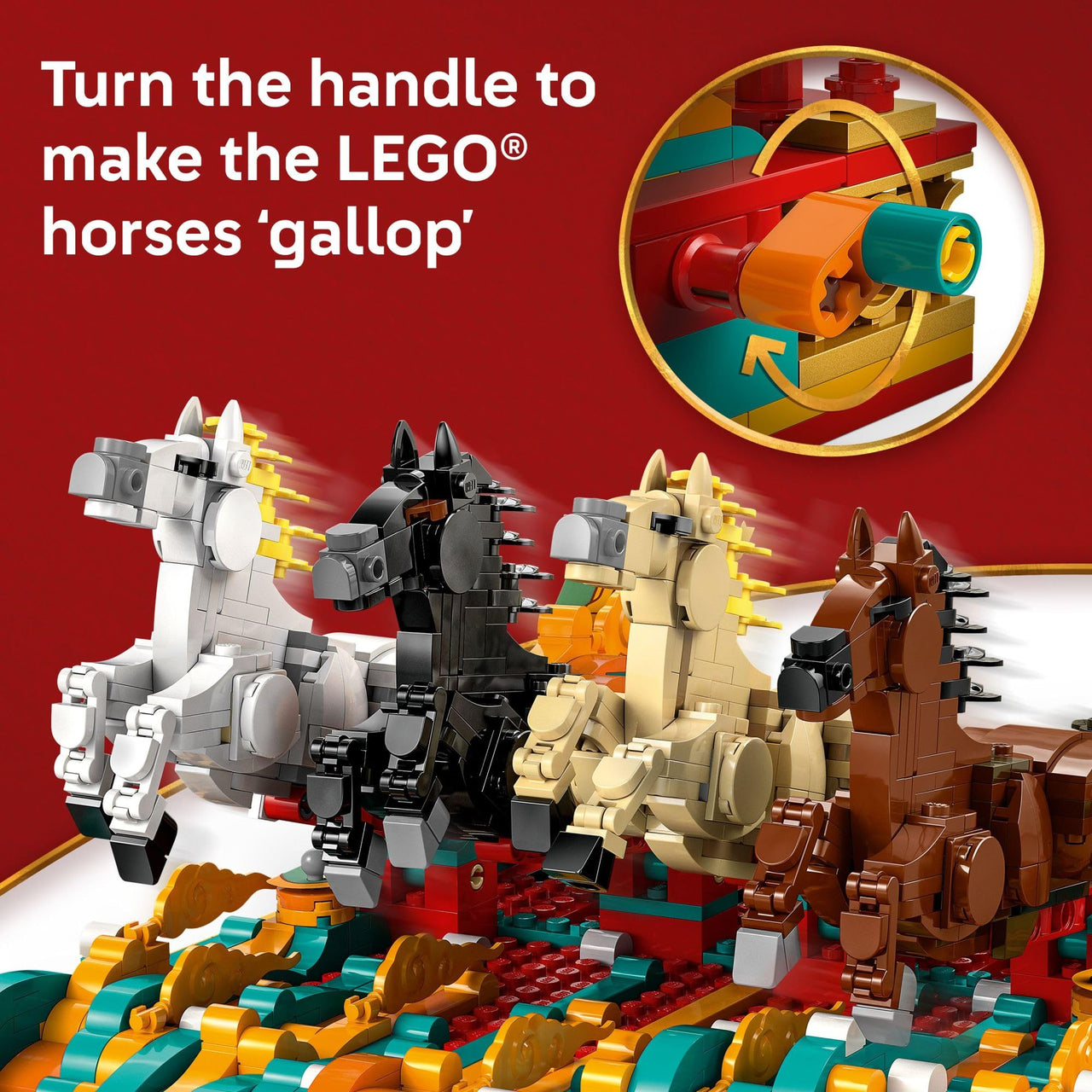 LEGO Spring Festival Galloping Horse Canvas Kids Building Toy - Year of the Horse Toy for Girls & Boys, Ages 10+ - Buildable Chinese New Year Decoration - Gift Idea for Birthdays & Families - 80119