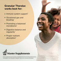 Thumbnail for Master Supplements Granular Theralac - 1.05 oz - Multi-Strain Probiotic Powder for Optimal Gut Health - Great for Kids - Vegan, Gluten Free - 40 Servings