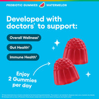 Thumbnail for Physician's CHOICE Probiotic Gummies with Vitamin D & Prebiotic Fiber - Sugar Free - 1B CFUs of Clinically Studied Probiotic - Supports Immune & Gut Health for Women & Men - Watermelon Flavor - 60CT