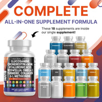 Thumbnail for Clean Nutraceuticals Glucosamine 1500mg Chondroitin 1200mg MSM with Turmeric Curcumin, Collagen, Hyaluronic Acid, Omega 3 – Joint Health Supplement for Men & Women – Joint Complex – 120 Count