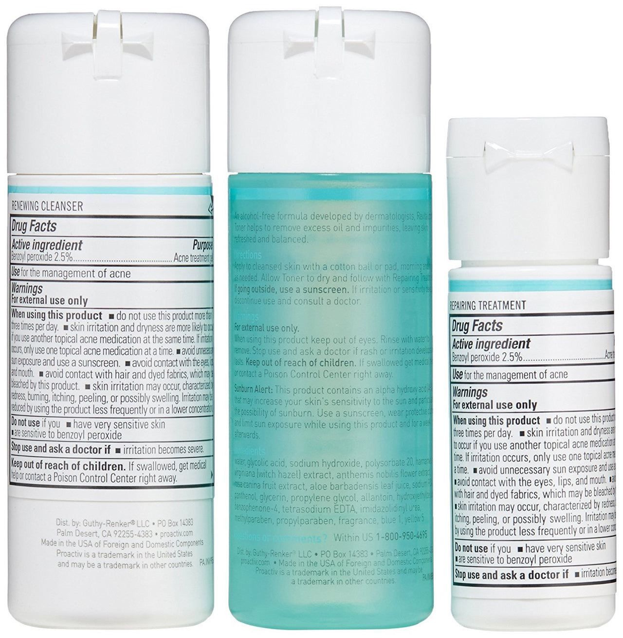 Proactiv 3 Step Acne Treatment - Benzoyl Peroxide Face Wash, Repairing Acne Spot Treatment for Face and Body, Exfoliating Toner - 30 Day Complete Acne Skin Care Kit