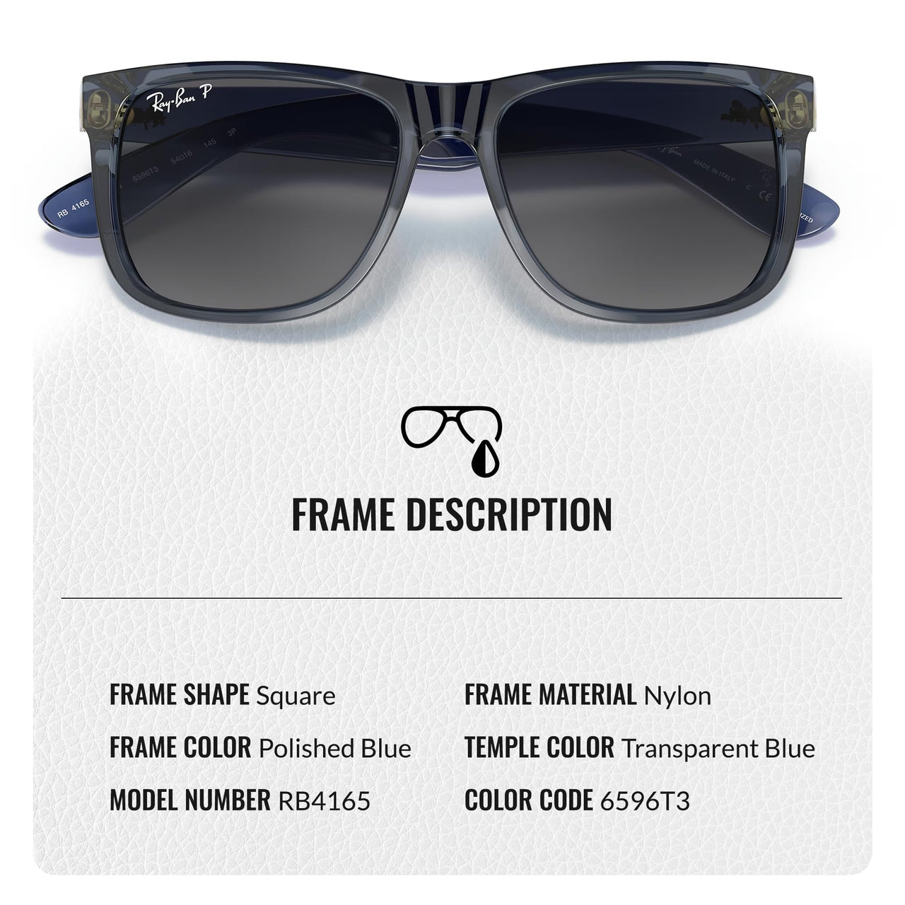 Ray-Ban RB4165 JUSTIN CLASSIC POLARIZED Square Shaped Sunglasses for Men & Women – Includes Official Rayban Eyewear Kit – Ideal Formal & Casual Wear Sunglasses – Grey Lens
