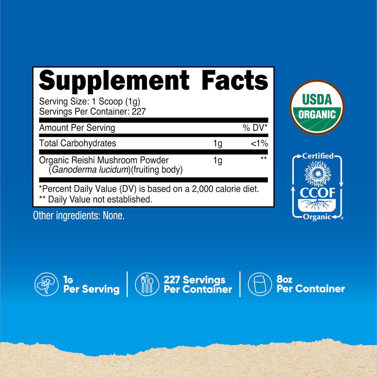 Nutricost Organic Reishi Mushroom Powder 0.5LB (8oz) - USDA Certified 100% Organic, Vegetarian, Non-GMO, Gluten Free