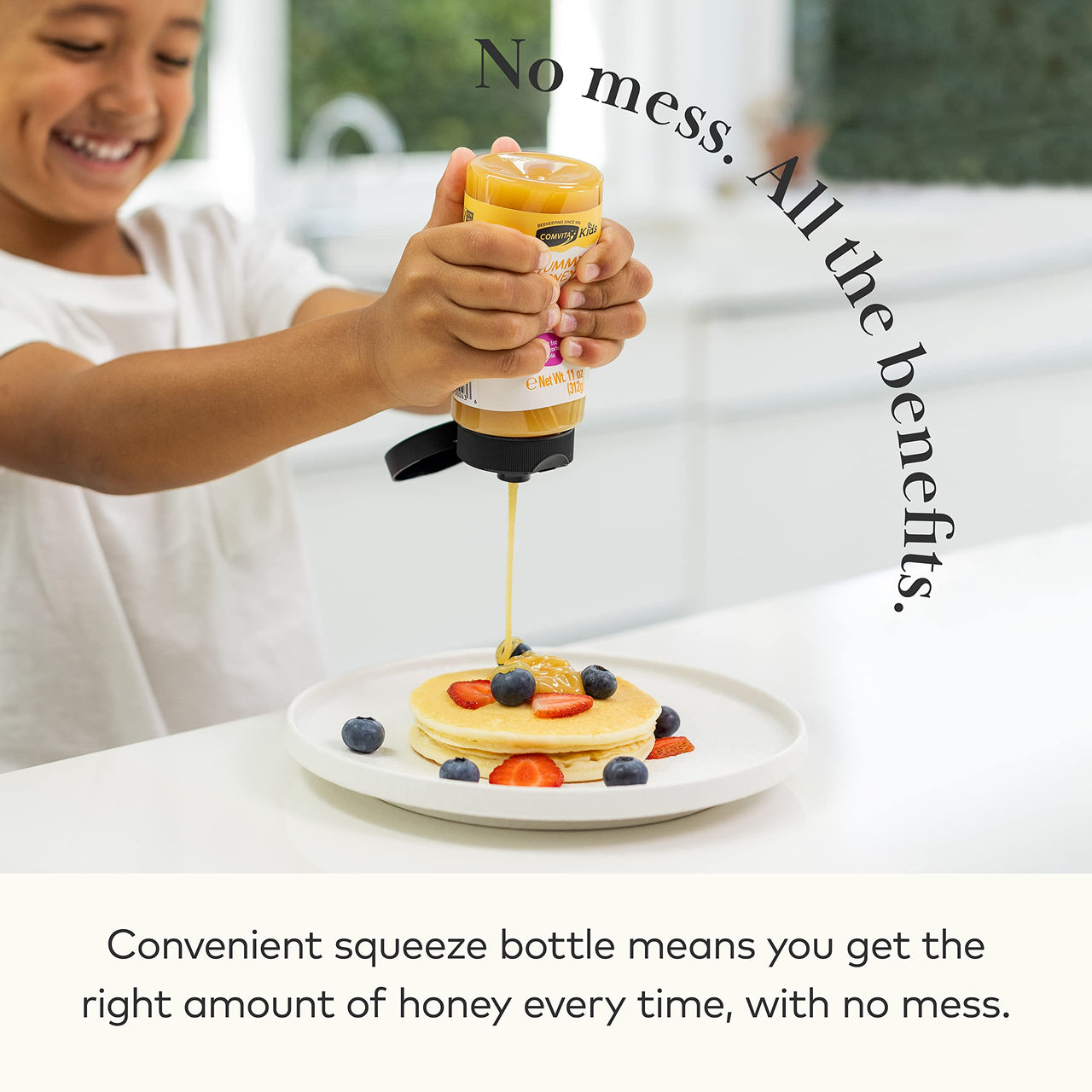 Comvita Kids Yummy Manuka Honey No-Mess Squeeze Bottle (MGO 50+) | New Zealand's #1 Premium, Wild, Authentic Manuka Brand | Multifloral, Non-GMO Superfood for Daily Wellness | 11 oz