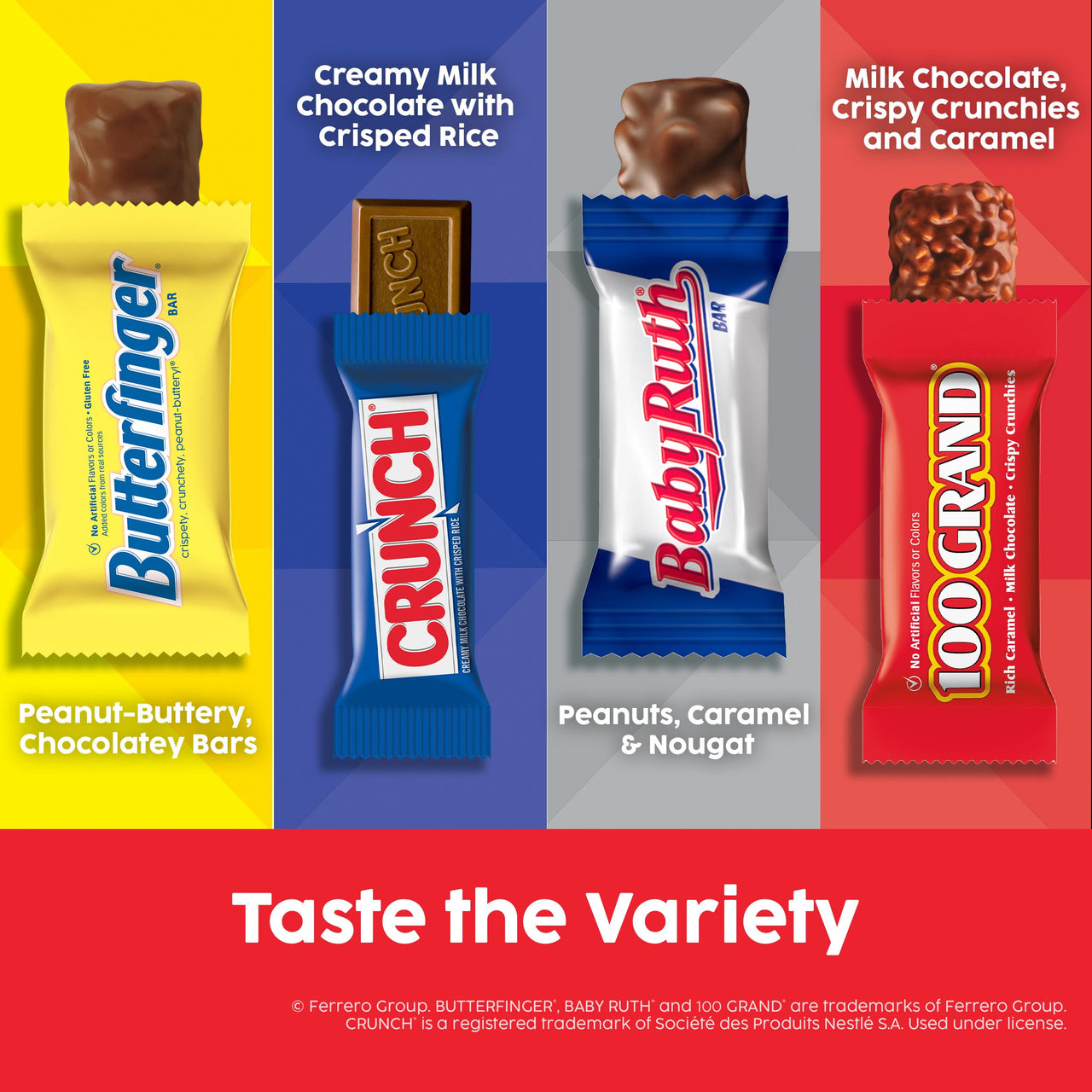 Assorted Butterfinger, Crunch, Baby Ruth, and 100 Grand Fun Size Chocolates, 60 count Party Pack, 37.2 oz