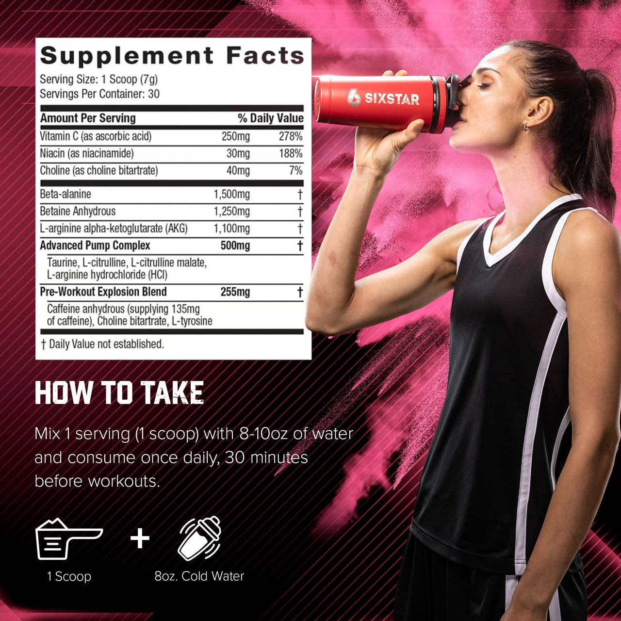 Six Star Pre-Workout Powder for Men & Women, Pink Lemonade (30 Servings) - Preworkout Explosion 2.0 Energy Powder Drink Mix with Beta-Alanine & Caffeine - Sports Nutrition Supplement Products