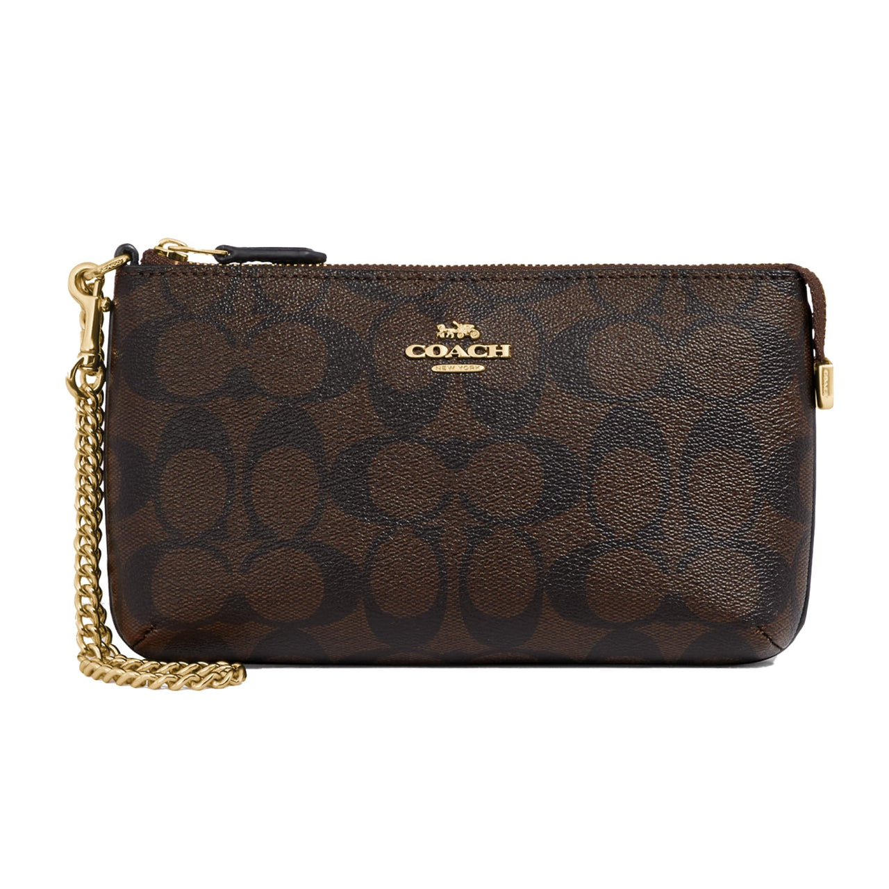 COACH Signature Large Wristlet w Chain
