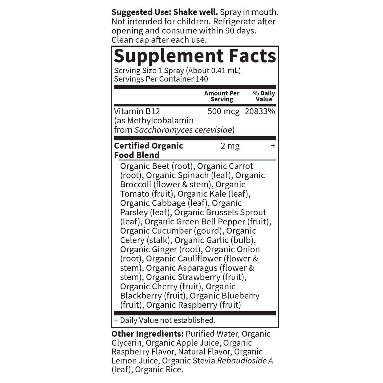 Garden of Life Organics B12 Vitamin - Whole Food B-12 for Metabolism and Energy, Raspberry, 2oz Liquid