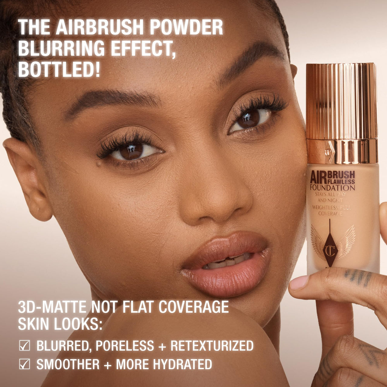 Charlotte Tilbury Airbrush Flawless Matte Foundation - Full Coverage Liquid Makeup with a Natural-Matte Finish - Smoothes & Blurs Pores - Waterproof & Transfer Resistant - 4 Neutral