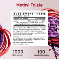 Thumbnail for Jarrow Formulas Methyl Folate Veggie Caps - 1000 Mcg - 100 Count - Methyl Folate Supplement â€“ To Provide Folate - 5-MTHF Supplement - Non-GMO - Gluten Free