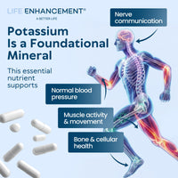 Thumbnail for Life Enhancement High Potency 1020 mg Potassium Supplement for Muscle, Brain & Bone Health - No Additives High Absorption Elemental Potassium Supplement, Made in USA (240 Capsules – 120 Servings)