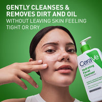 Thumbnail for CeraVe Hydrating Facial Cleanser, Moisturizing Face Wash For Dry Skin, Hyaluronic Acid + Ceramides + Glycerin, Hydrating Cleanser For Normal To Dry Skin, National Eczema Association Certified