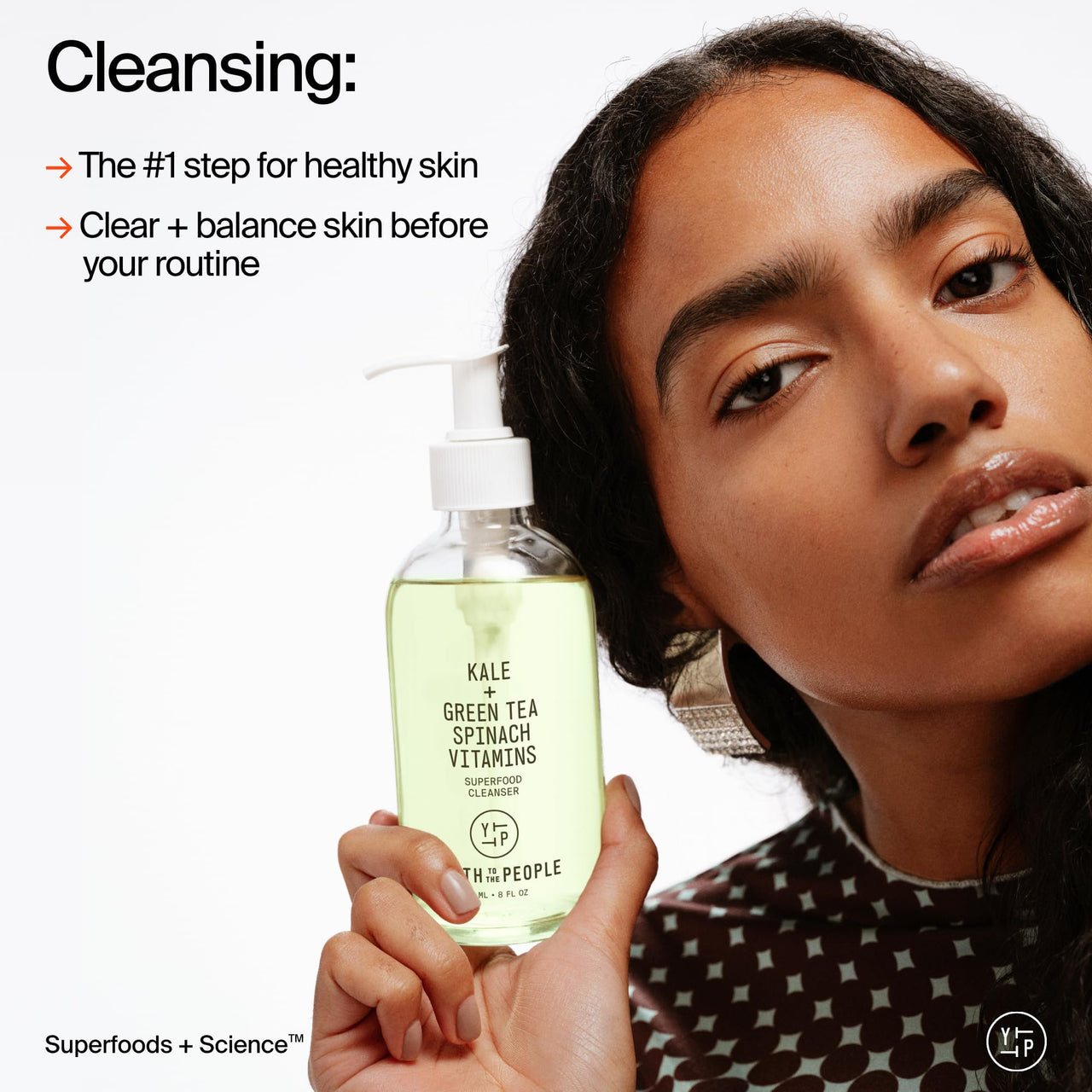 Youth To The People Superfood Facial Cleanser Full Size - Kale + Green Tea Daily Face Wash, Gentle Makeup Remover, with Soothing Antioxidants for Glowing Skin, pH Balance, Clean Pores – 8 fl oz