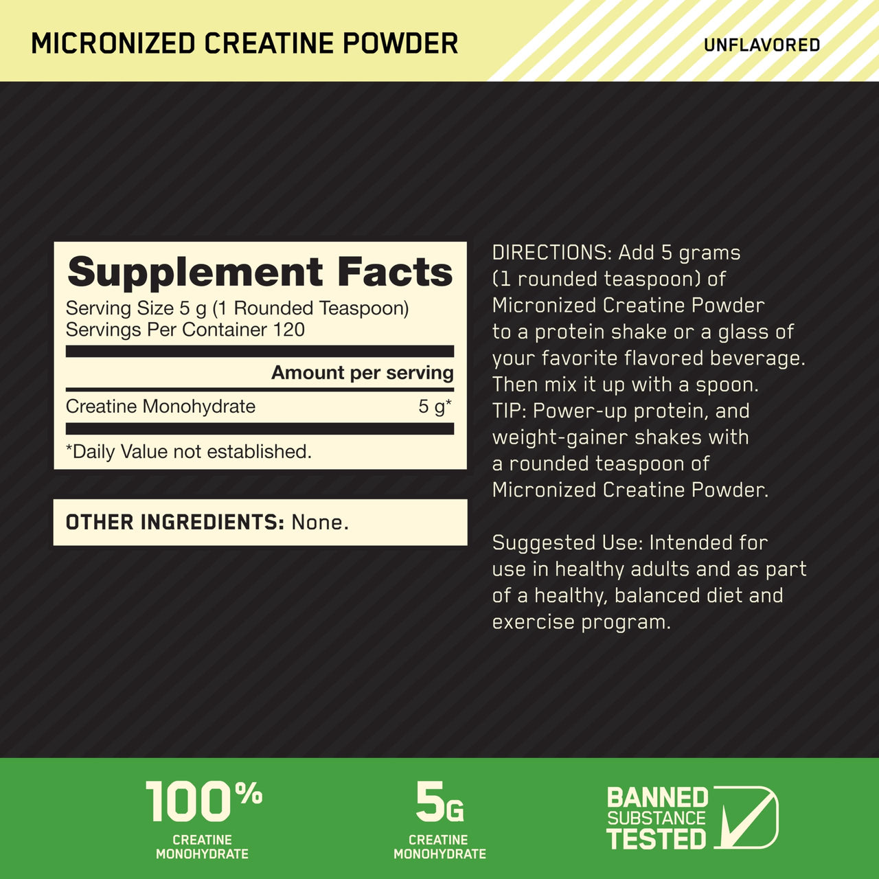 Optimum Nutrition Micronized Creatine Monohydrate Powder, Unflavored, 120 Servings, 600 Grams (Packaging May Vary) (Pack of 2)