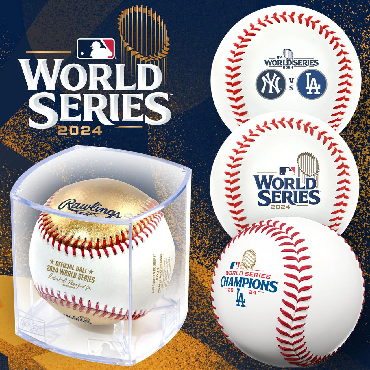 Rawlings | Official 2024 World Series Champions Los Angeles Dodgers | WS Champs Ball | White/Gold Leather Champions