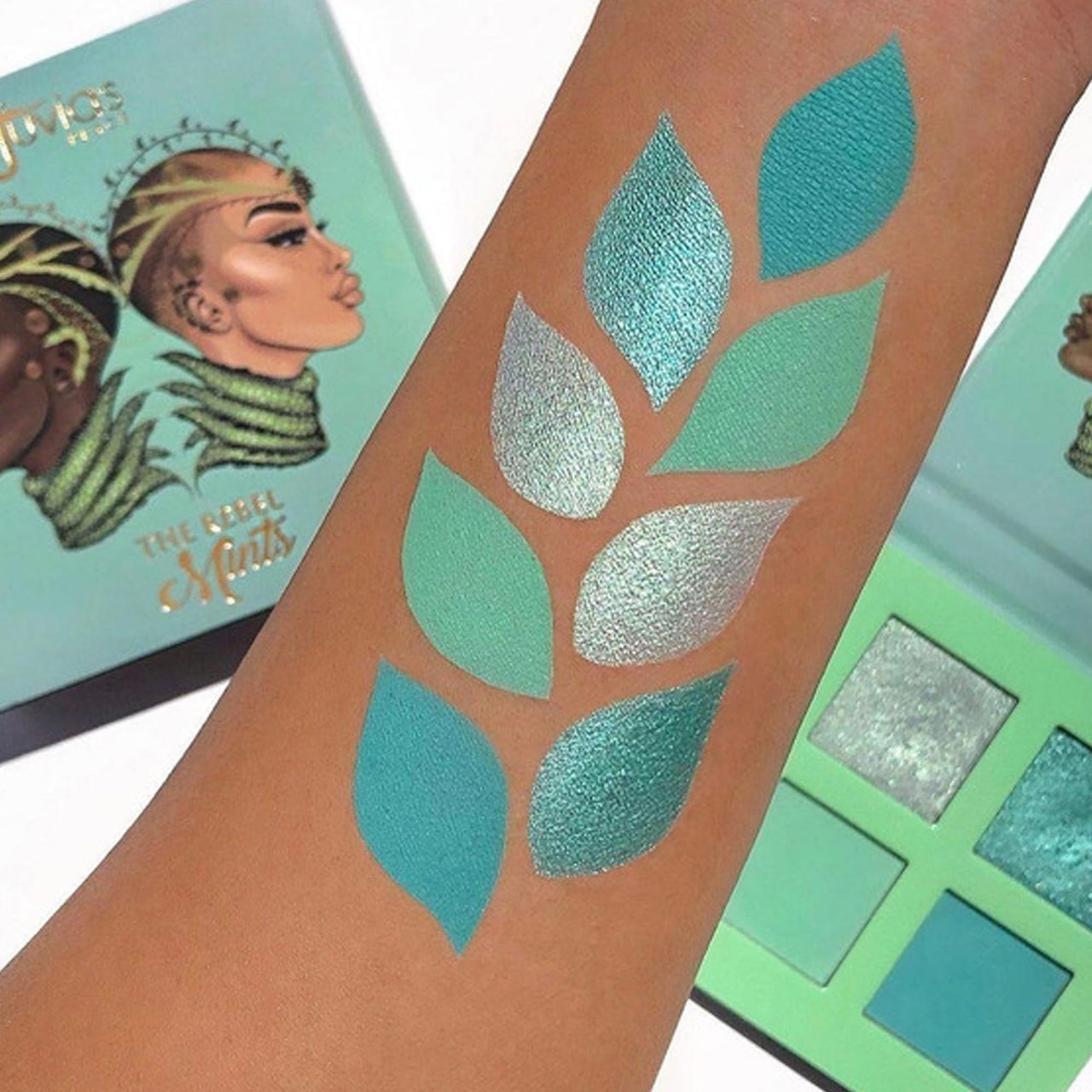 Juvia's Place Rebel Quad Mint Eyeshadow Palette - Shades of 4, Professional Eye Makeup, Pigmented Makeup Palette for Eye Color & Shine, Pressed Eyeshadow Cosmetics