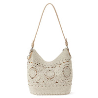 Thumbnail for The Sak Sequoia Large Hobo Bag - Premium Leather Women's Handbag for Everyday & Travel - Designer Purse With Shoulder Bag Strap, Zipper Closure and Pockets - Natural Medallion