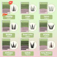 Thumbnail for KEYYOU Fairy Lash Clusters Kit, Manga Eyelash Extension Kit at Home, 144pcs D Curl Wispy Natural Invisible Band Lash with Waterproof Lash Extensions Kit (Fairy-D-8-18MIX)