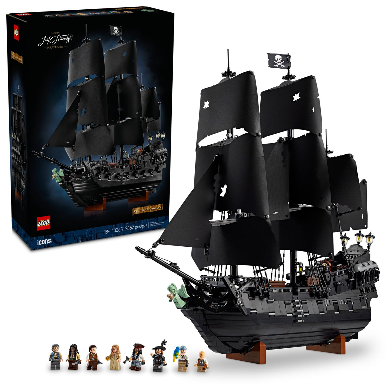 LEGO Icons Captain Jack Sparrow’s Pirate Ship Building Set for Adults, Ages 18+ - Room Decor for Office, Bedroom or Shelf - Collectible Black Pearl Ship for Pirates of The Caribbean Fans - 10365