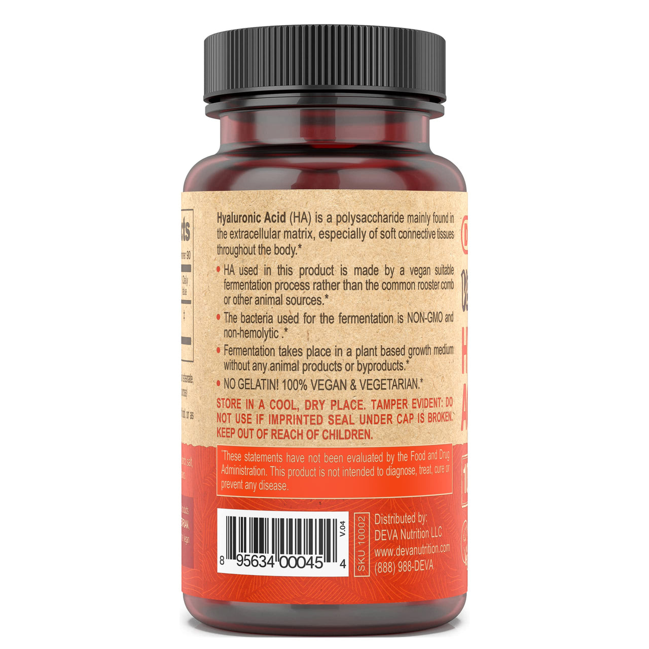 DEVA Nutrition Vegan Hyaluronic Acid 100 MG - Non-GMO and Hemolytic-Free - 90 Tablets, 1-Pack