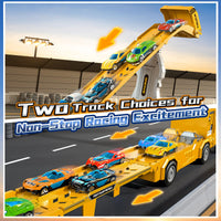 Thumbnail for Transport Truck Toys for 3 4 5 6 7 Years Old Boys,Toy Cars Track Set Transporter Trucks with 12 Die-Cast Car Toys 2 Race catapults Dual-Track Model,Toddler Set for Kids Boys Girls,Yellow