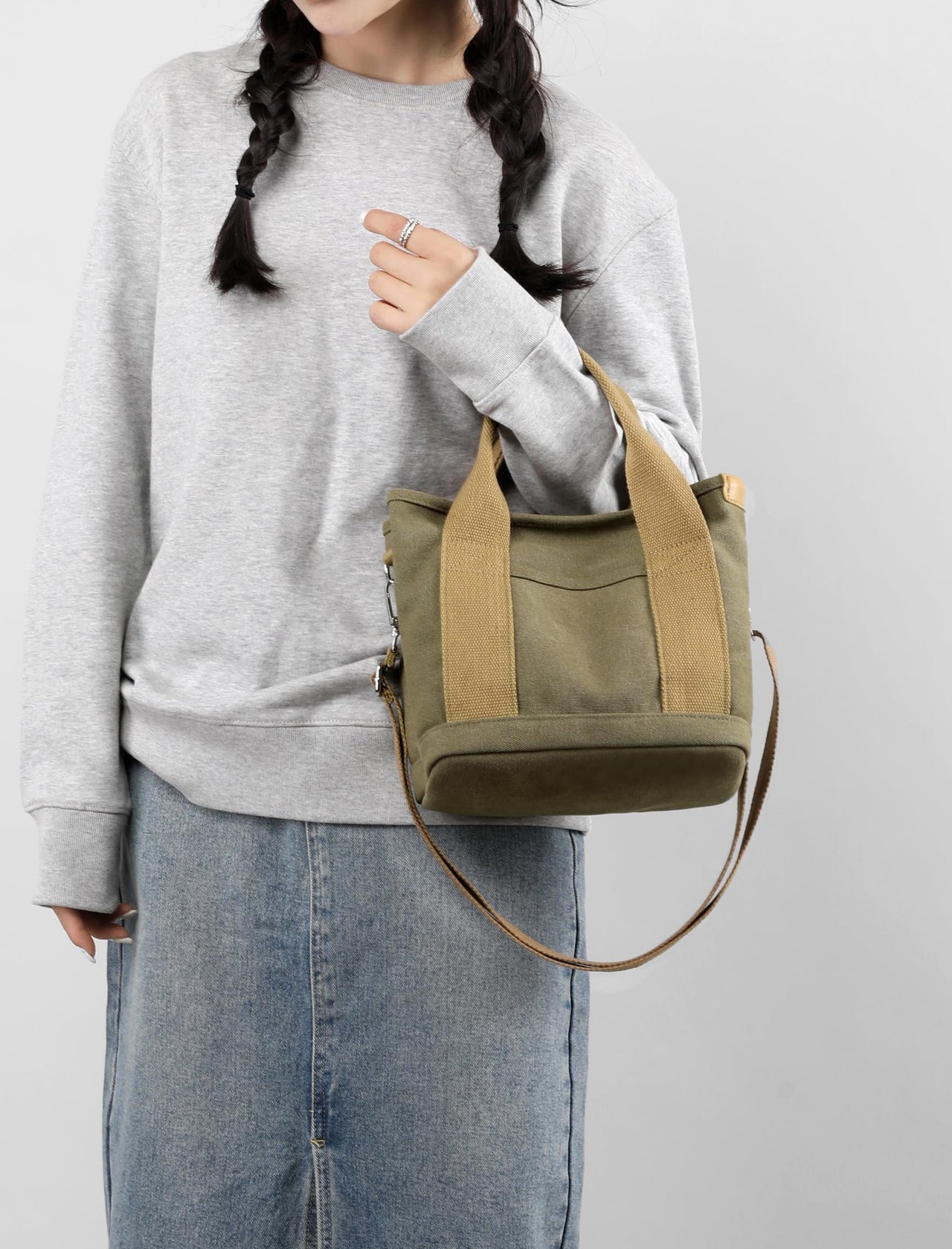 Small Tote Bag Washed Denim Tote Bag for Women Canvas Shoulder Bag Crossbody Satchel Hobo Bag Messenger Bag 2025