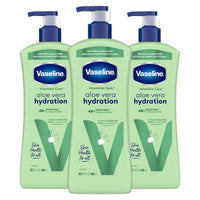 Thumbnail for Vaseline Intensive Care Body Lotion for Dry Skin Soothing Hydration Lotion Made with Ultra-Hydrating Lipids + 1% Aloe Vera Extract to Refresh Dehydrated Skin 20.3 oz, Pack of 3 (packaging May Vary)