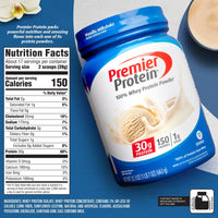Thumbnail for Premier Protein Powder, Vanilla Milkshake, 30g Protein, 1g Sugar, 100% Whey Protein, Keto Friendly, No Soy Ingredients, Gluten Free, 17 Servings, 23.3 Ounces