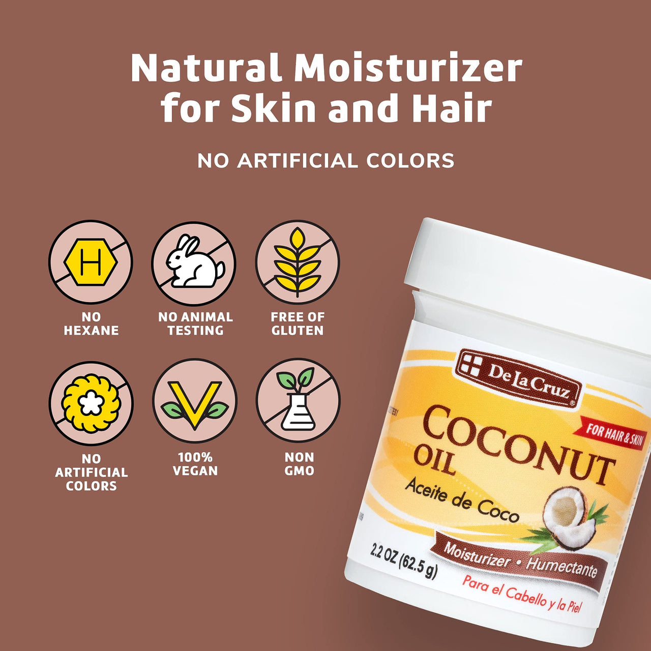 De La Cruz Coconut Oil - Expeller Pressed Coconut Oil for Skin and Hair - Natural Moisturizer for Skin and Hair Jumbo Jar - 5.5 oz