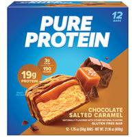 Thumbnail for Pure Protein Chocolate Salted Caramel Protein Bars – 20g Protein, 3g Sugar, 190 Calories (12 count) Low Sugar* High Protein Snack - Gluten Free - Perfect for a Healthy Snack