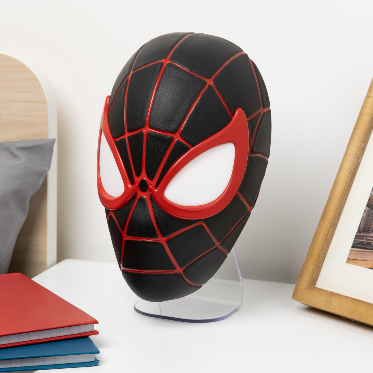 Paladone Miles Morales Spider-Man Mask LED Light – Wall-Mount or Freestanding Lamp | Official Marvel Collectible for Bedrooms, Game Rooms & Gifts