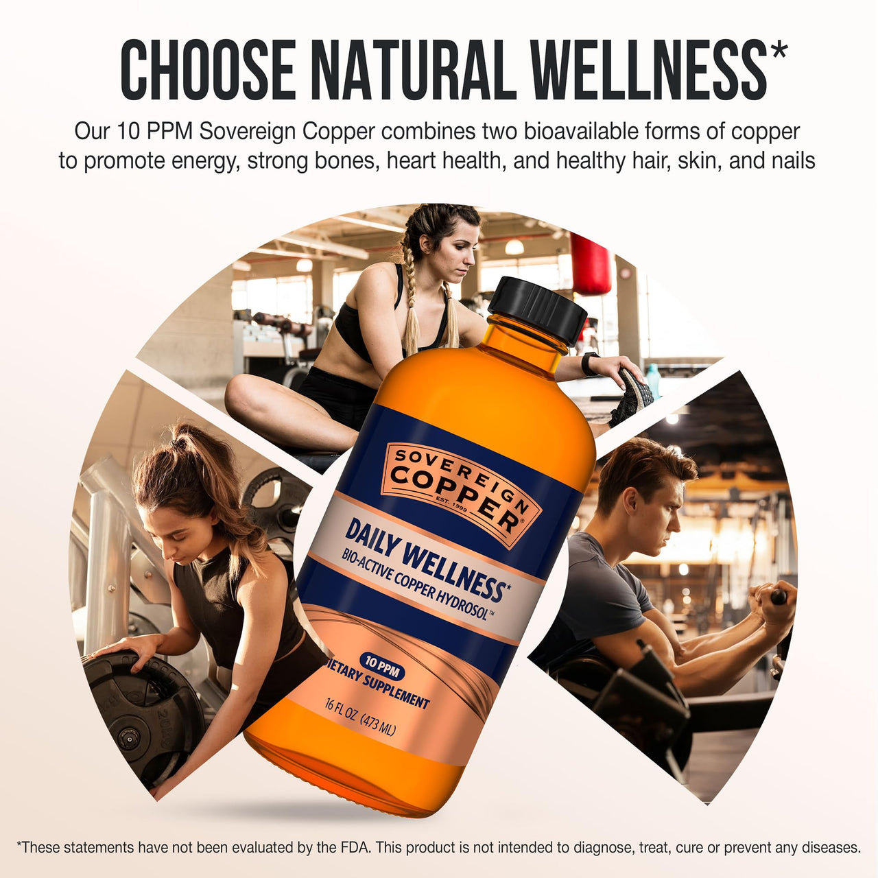 Sovereign Copper Bio-Active Copper Hydrosol, Daily+ 4-in-1 Wellness Supplement for Joint, Bone, Hair, Skin and Nails, Cardiovascular Health, Energy and Metabolic Health Support, 16 fl oz (473mL)