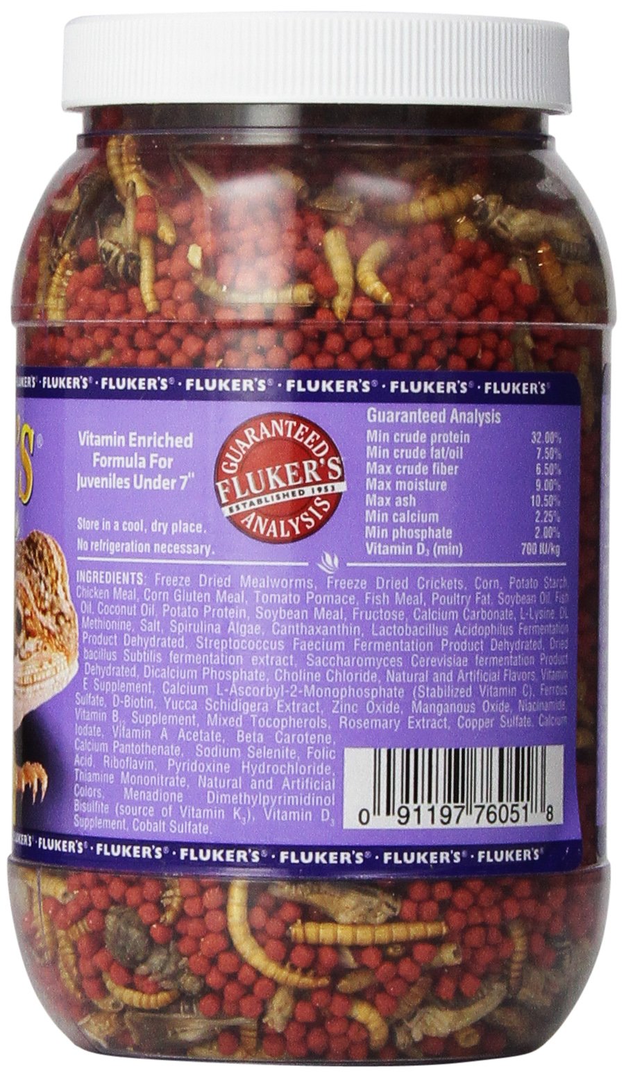 Fluker's Buffet Blend Juvenile Bearded Dragon Diet, Mealworms, Crickets and Pellets, 4.4 oz