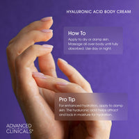 Thumbnail for Advanced Clinicals Hyaluronic Acid Moisturizer Body Cream W/Vitamin E | Hydrating Cream & Body Lotion For Women & Men To Help Improve Look of Wrinkles, Dry Skin, Crepey Looking Skin, 16 Ounce